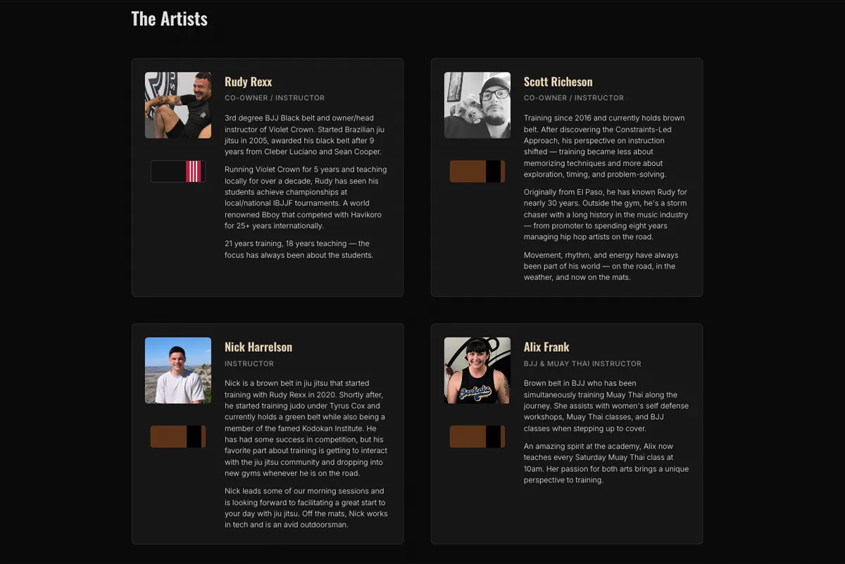 Instructors — the artists behind the mat