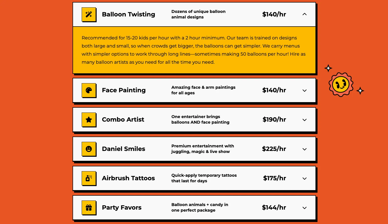Services page