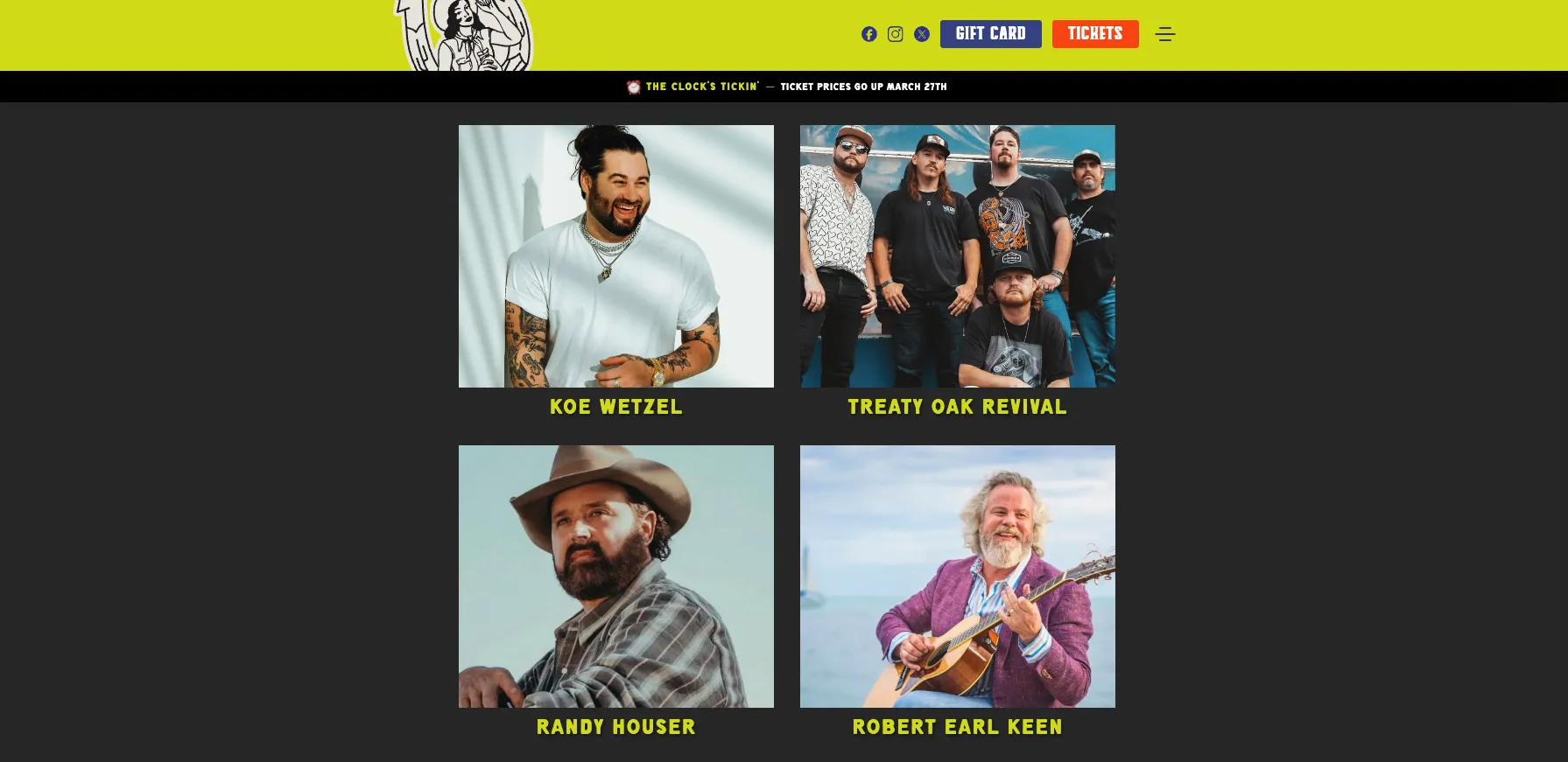Lineup — three stages, three days