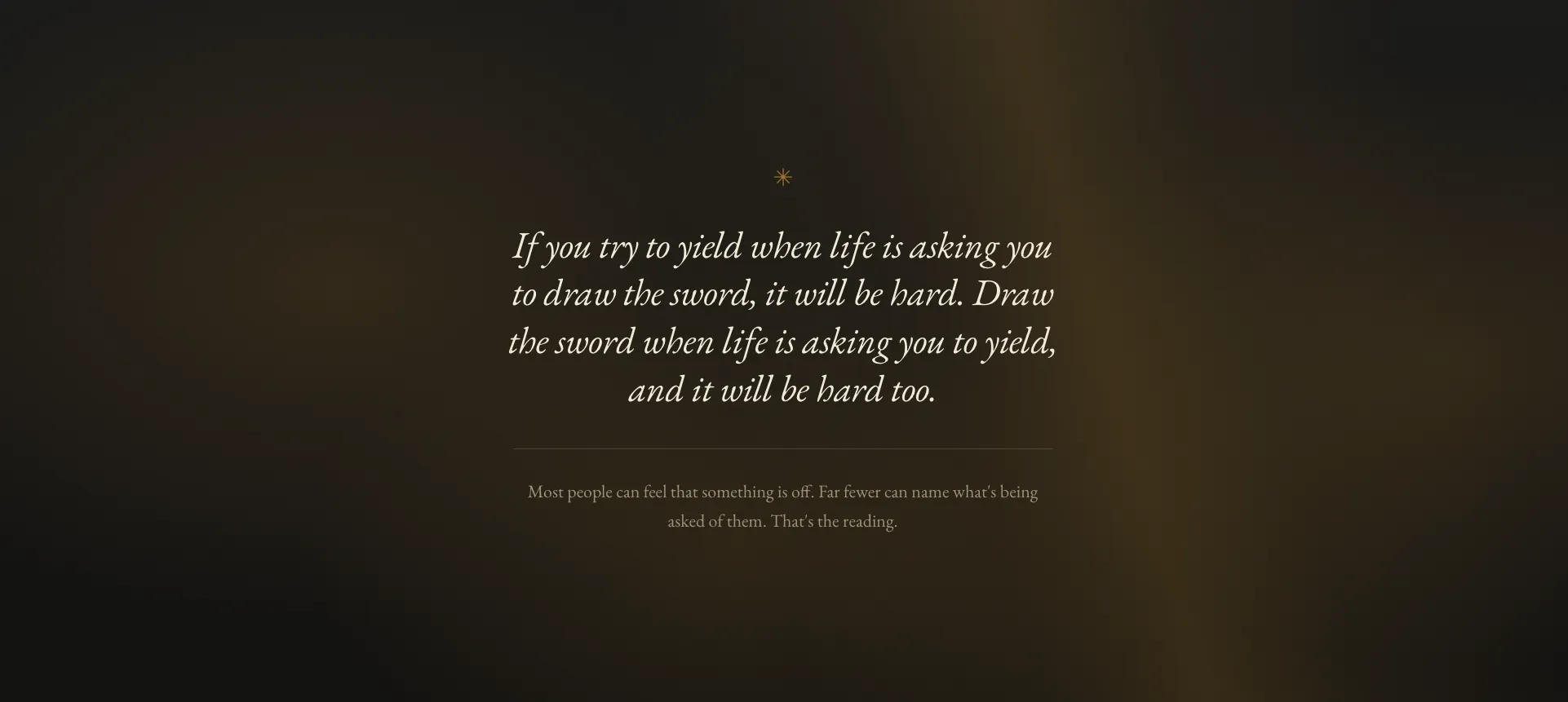 Draw the sword, or yield — the About page's centerpiece — sarabeckner.com